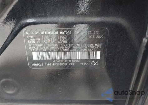 2023 Mitsubishi Mirage G4 Black Edition/Es/Le from USA, damaged, VIN ML32FUFJ1PHF02161